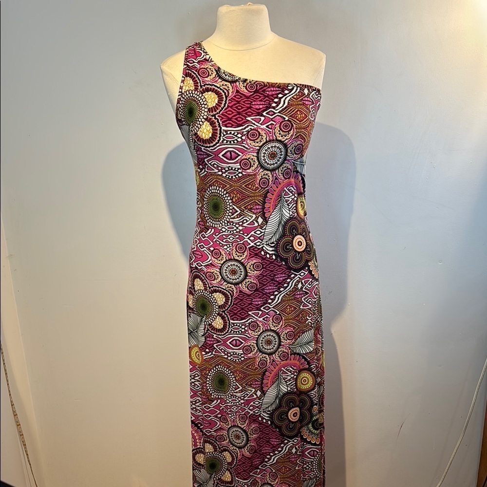 Guilty Floral One-Shoulder retro style Maxi Dress size medium